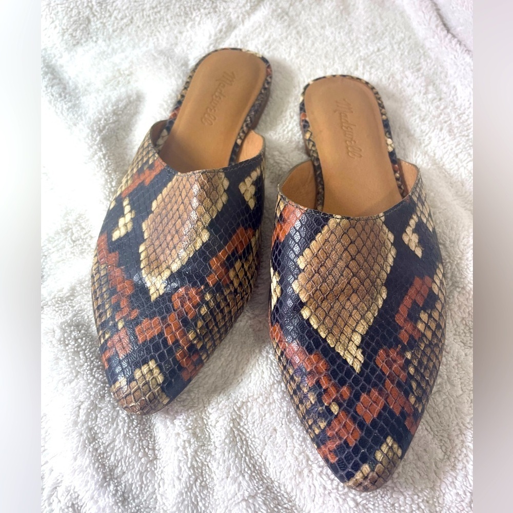 Madewell The Remi Mule in Snake Embossed Leather Size 6.5